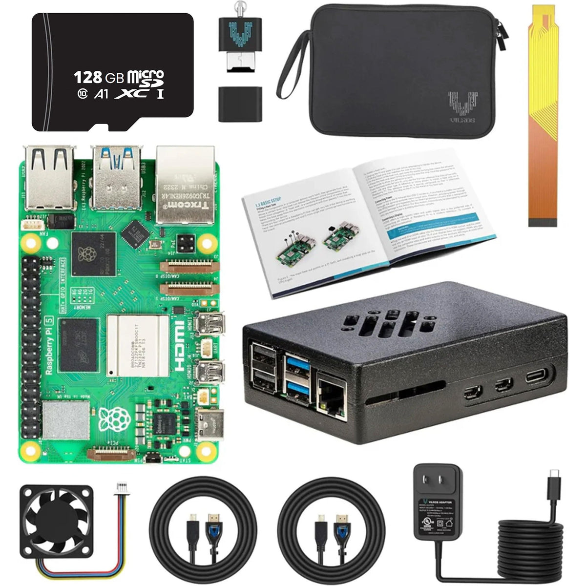 Vilros Raspberry Pi 5 Starter Kit MAX – Official 8GB RAM Pi 5 Board, 128GB Preloaded Micro SD, Case, Power Supply & Cooling – Complete Plug-and-Play Kit for Beginners & Advanced Users
