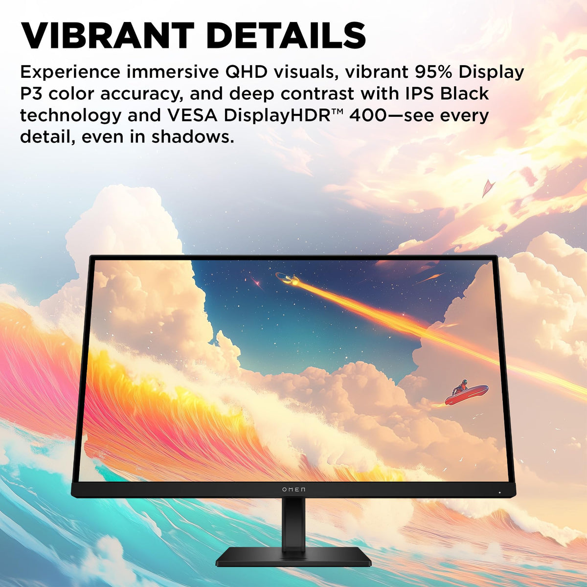 HP OMEN 27 inch QHD 280Hz Gaming Monitor, QHD Display (2560 x 1440), IPS Black Technology, VESA DisplayHDR 400, 1ms MPRT (with Overdrive), NVIDIA G-SYNC Compatible, Black, OMEN 27qs G2 (2026)