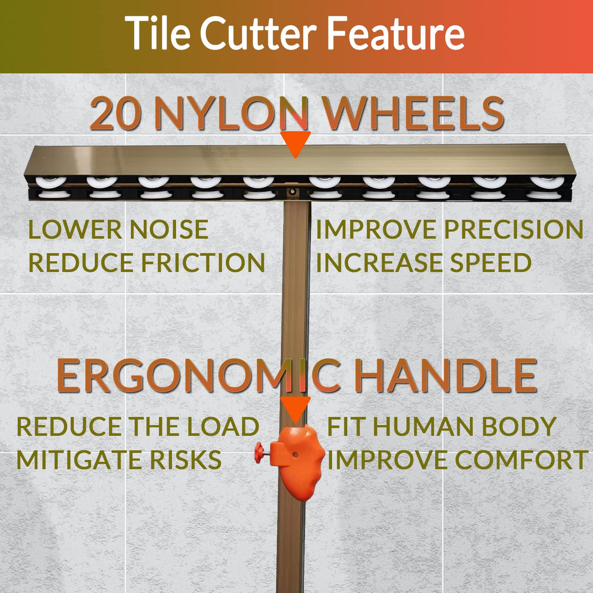 Precise Tile Cutter Hand Tool,Professional Manual Tile Cutter for Porcelain/Ceramic Tiles,Capable Cutter 72' Format Tiles,Upgrade 4.0 Running Plier,2Pcs Tile Scoring Wheels,3Pcs Cutter Heads
