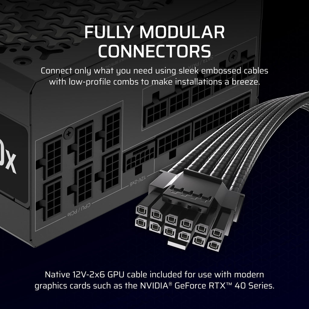CORSAIR RM1000x ATX 3.1 PCIe 5.1 1000W Power Supply – Black