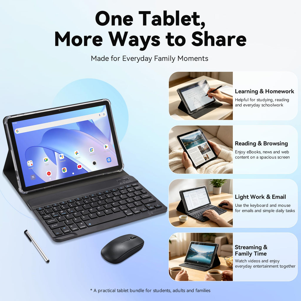 Android 16 Tablet 10.1 Inch, 26GB RAM 128GB ROM, 1TB Expandable, 5GHz WiFi