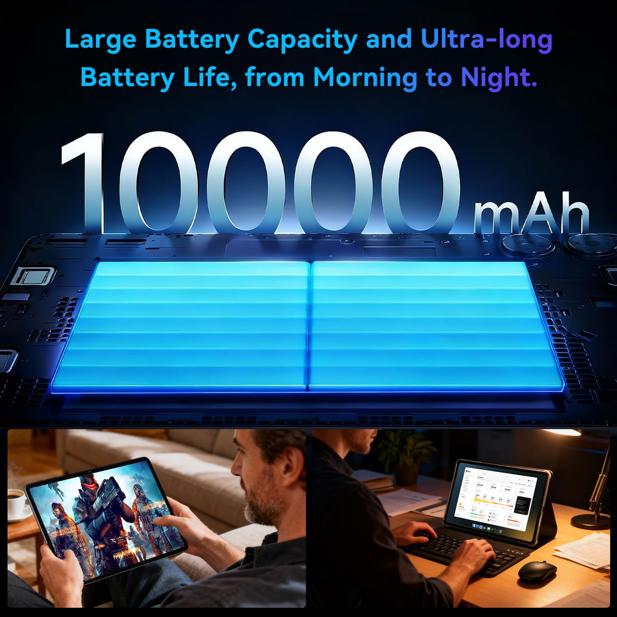 T60 12 Inch Android 16 Gaming Tablet, 48GB RAM (12+36GB Expandable) 256GB ROM (2TB TF), 2.4K 90Hz Eye-Care Display, Octa-Core 2-in-1 Tablet with Keyboard, Mouse, Stylus, 10000mAh Battery, Grey