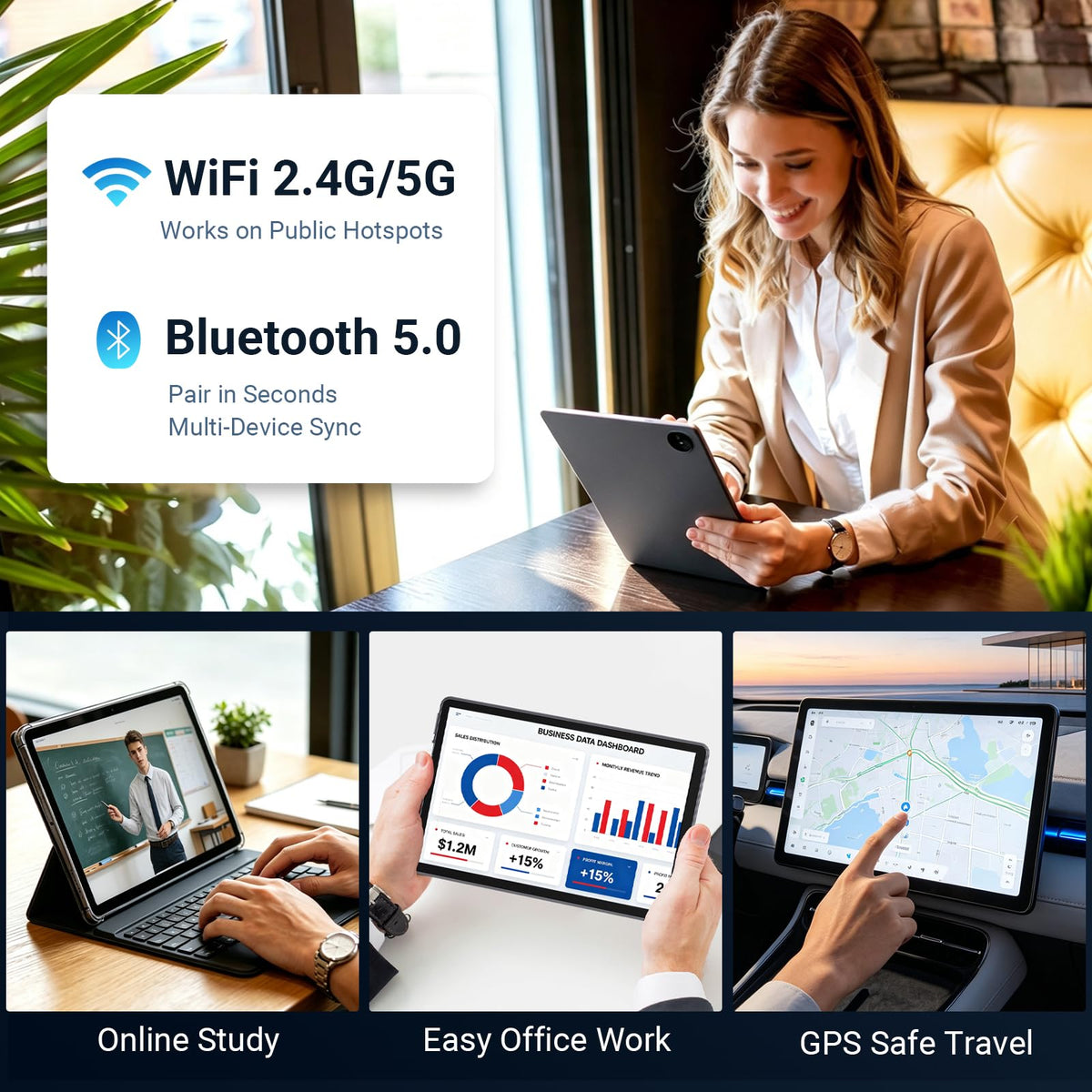 11 Inch Android 16 Tablet with Keyboard and Mouse, 32GB RAM 128GB ROM (1TB Expandable), Octa-Core Processor, 1920x1200 FHD IPS Display, 8000mAh Battery, 5G WiFi, Dual 5MP/8MP Camera, Bluetooth