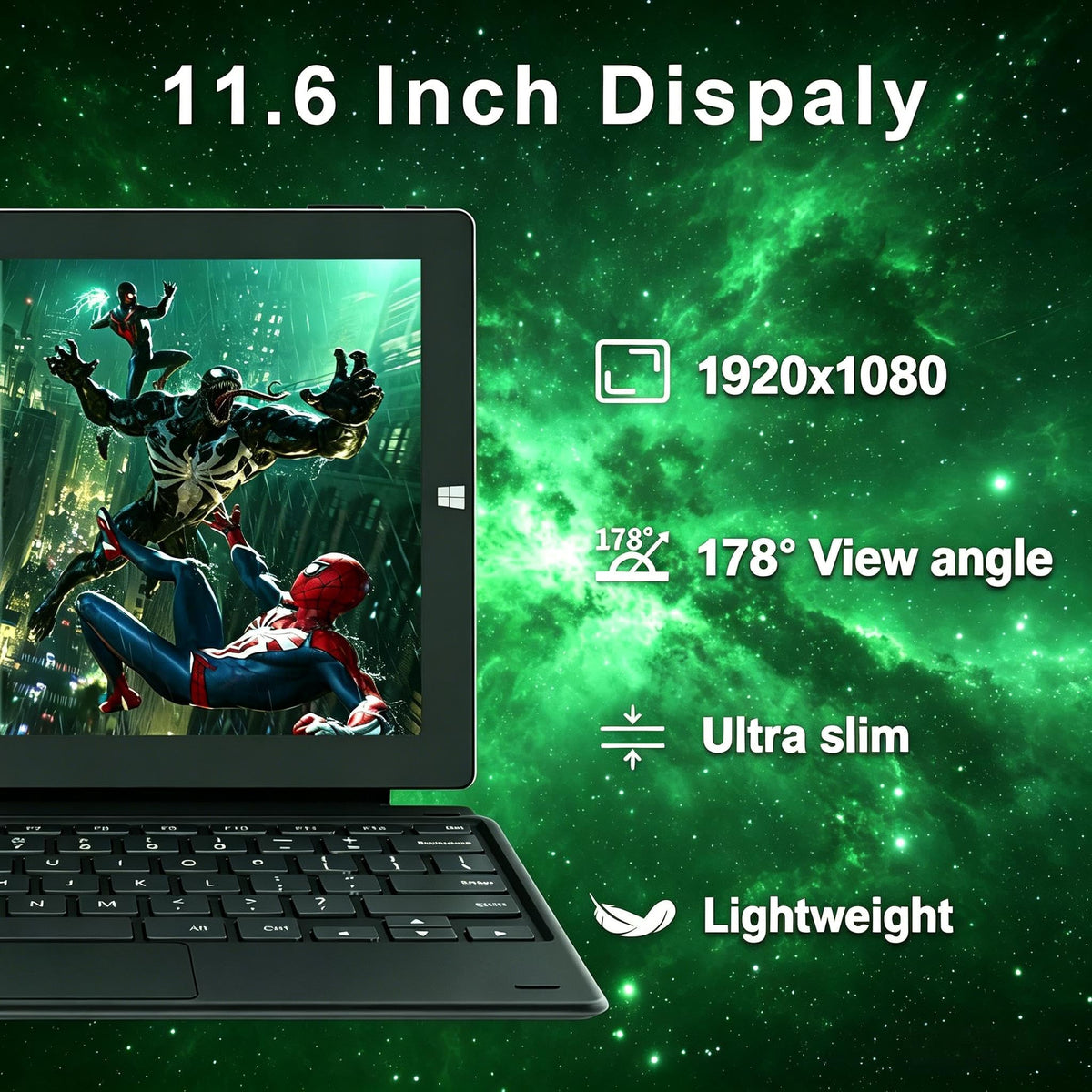 2 in 1 Laptop Windows Tablet, 11.6" Touchscreen Tablets with Keyboard, 6GB RAM 128GB SSD, 2.7GHz, WiFi-2.4G/5G, BT4.2/HDMI/USB3.0/Dual Camera/SD Card Slot