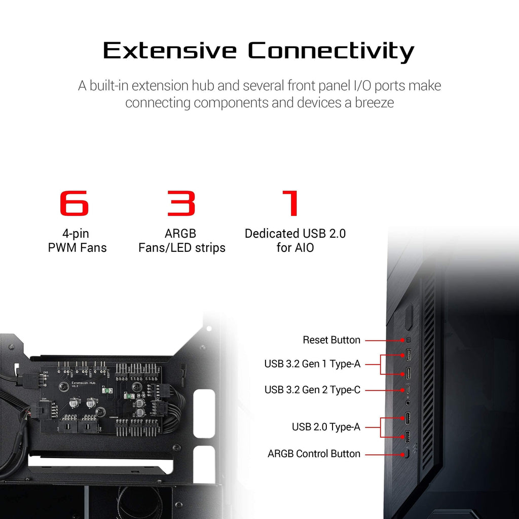 ASUS ROG Z11 Mini-ITX/DTX Gaming Case with Patented 11° Tilt Design, Compatible with ATX Power Supply,3-Slot Graphics, Front I/O USB 3.2 Gen 2 Type-C, 2X USB 3.2 Gen 1 Type-A and ARGB Control Button