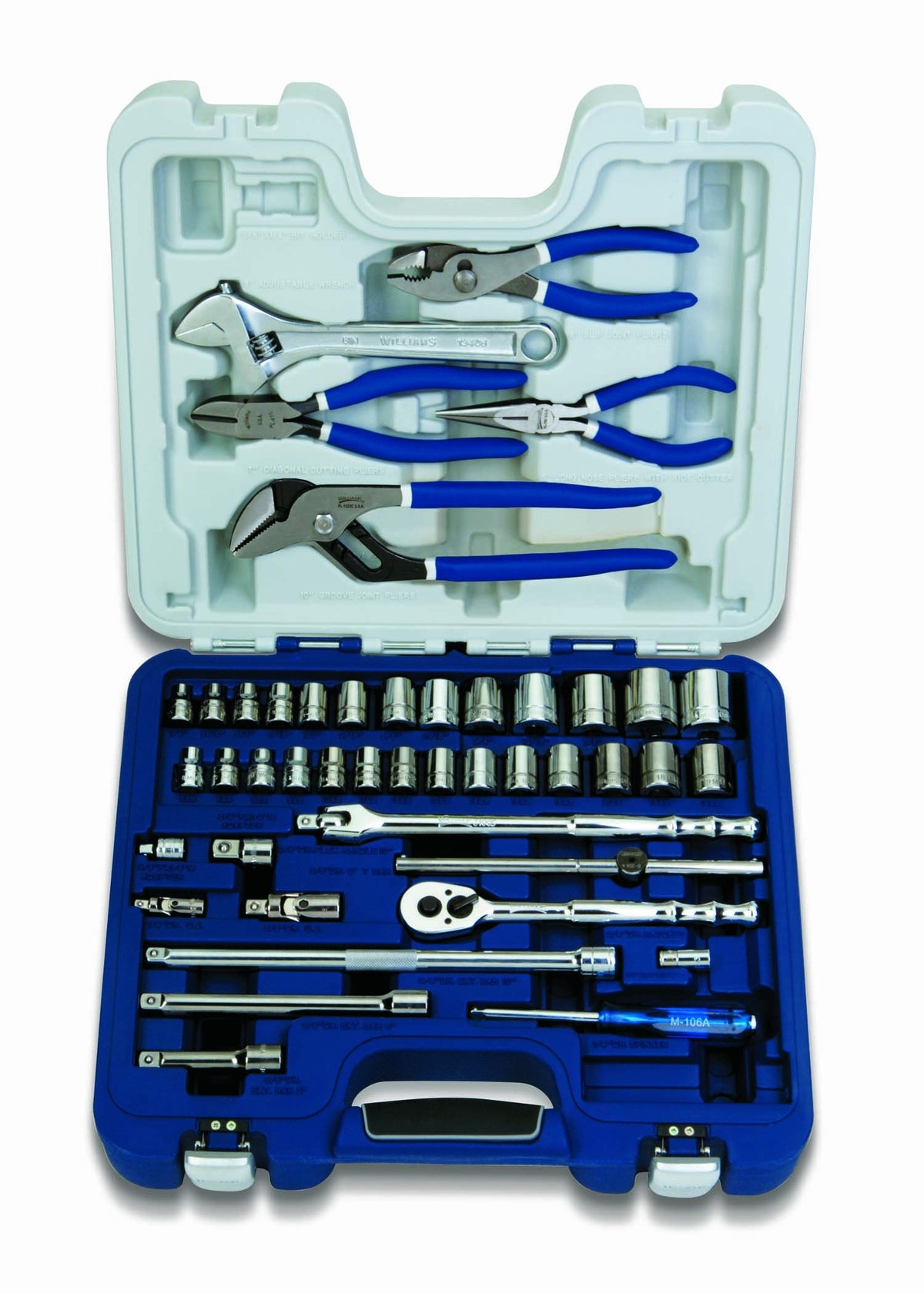 Williams 50615 3/8-Inch Drive Socket, Screwdriver and Pliers Set, 58-Piece