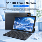 Tablet 11 inch Android 16 Tablet, 2‑in‑1 Tablet Bundle with Keyboard, Wireless Mouse, Stylus, 32GB+256GB+1TB TF Expansion, 7800mAh, Portable for Students & Business