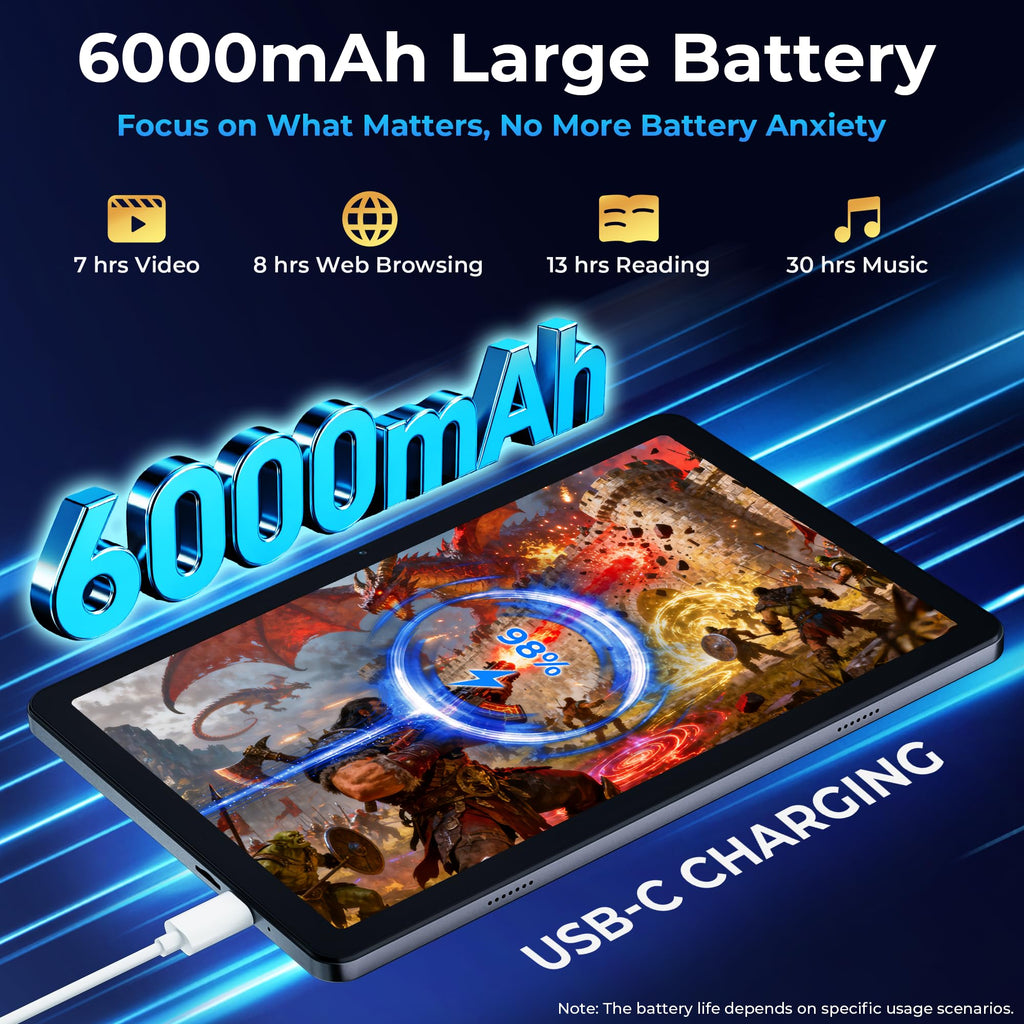 Android 16 Tablet,10 Inch IPS 120Hz Smooth Display,20GB+64GB+2TB Expandable, Octa-Core CPU,6000mAh Battery, Dual-Band WiFi, GPS,Face ID,Kids Tablets with Parent Control,Computer Tablet with Case,Grey