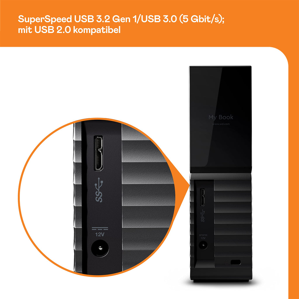 WD 22TB My Book External Hard Drive, Desktop HDD with Password Protection, USB 3.0, SuperSpeed USB, Software for Device Management, Backup, Hardware encryption, Works with PC and Mac, Black