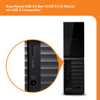 WD 22TB My Book External Hard Drive, Desktop HDD with Password Protection, USB 3.0, SuperSpeed USB, Software for Device Management, Backup, Hardware encryption, Works with PC and Mac, Black
