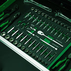 SK 3/8" Drive Socket Set with 90-Tooth Ratchet, SAE & Metric, CR-V Steel