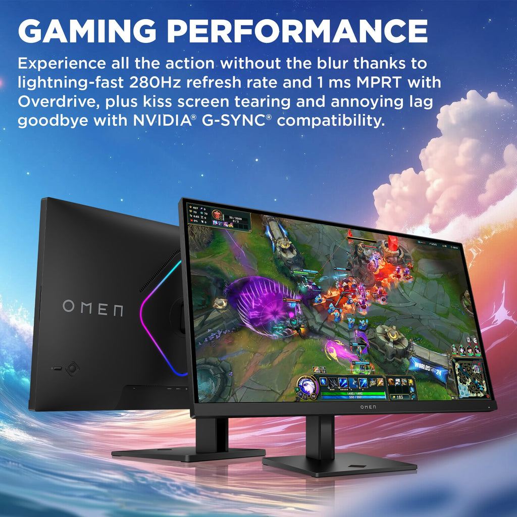 HP OMEN 27 inch QHD 280Hz Gaming Monitor, QHD Display (2560 x 1440), IPS Black Technology, VESA DisplayHDR 400, 1ms MPRT (with Overdrive), NVIDIA G-SYNC Compatible, Black, OMEN 27qs G2 (2026)