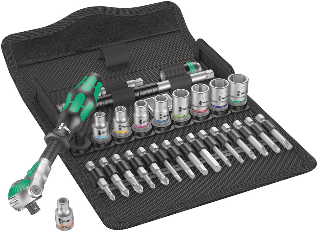Wera 05004019001 8100 SA 9 Zyklop Imperial Speed Ratchet Set, 28 Piece, 1/4" Drive