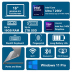 Lenovo Yoga 7 2-in-1 AI Laptop 16" WUXGA Touch Intel 8-core Ultra 7 256V (Up to 47 NPU Tops) 16GB DDR5 1TB SSD WiFi7 Fingerprint Backlit for Creator Business Professional Win11 Pro ICP Accessory