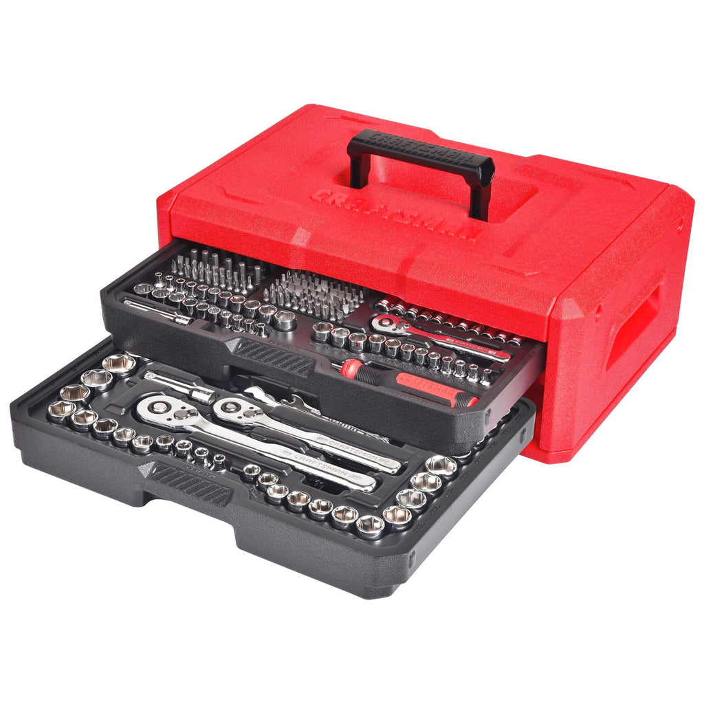 CRAFTSMAN Mechanics Tool Set, 256-Piece Hand Tool and Socket Set with 72-tooth Low Profile Ratchet and 2-Drawer Tool Box (CMMT45256)