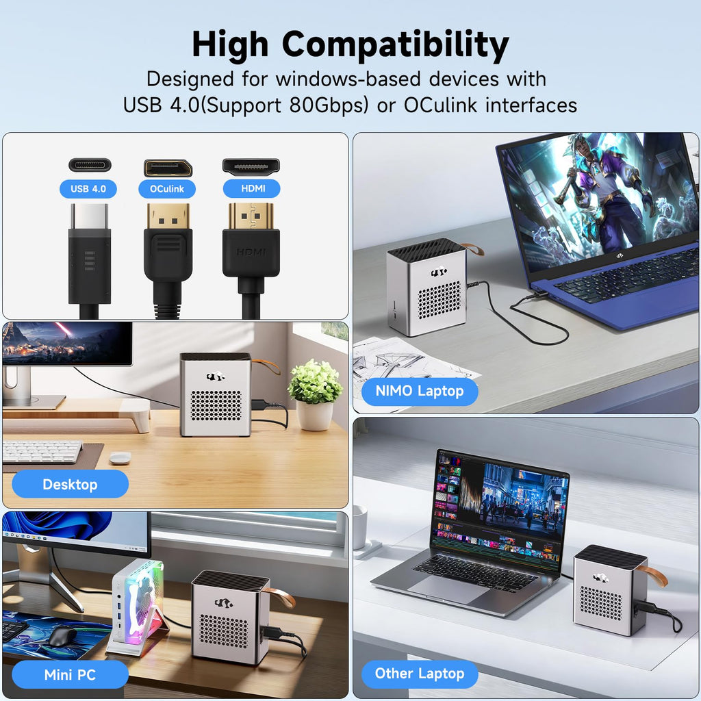 NIMO External Graphics Card Enclosure, AMD Radeon RX 7600M XT for Laptop