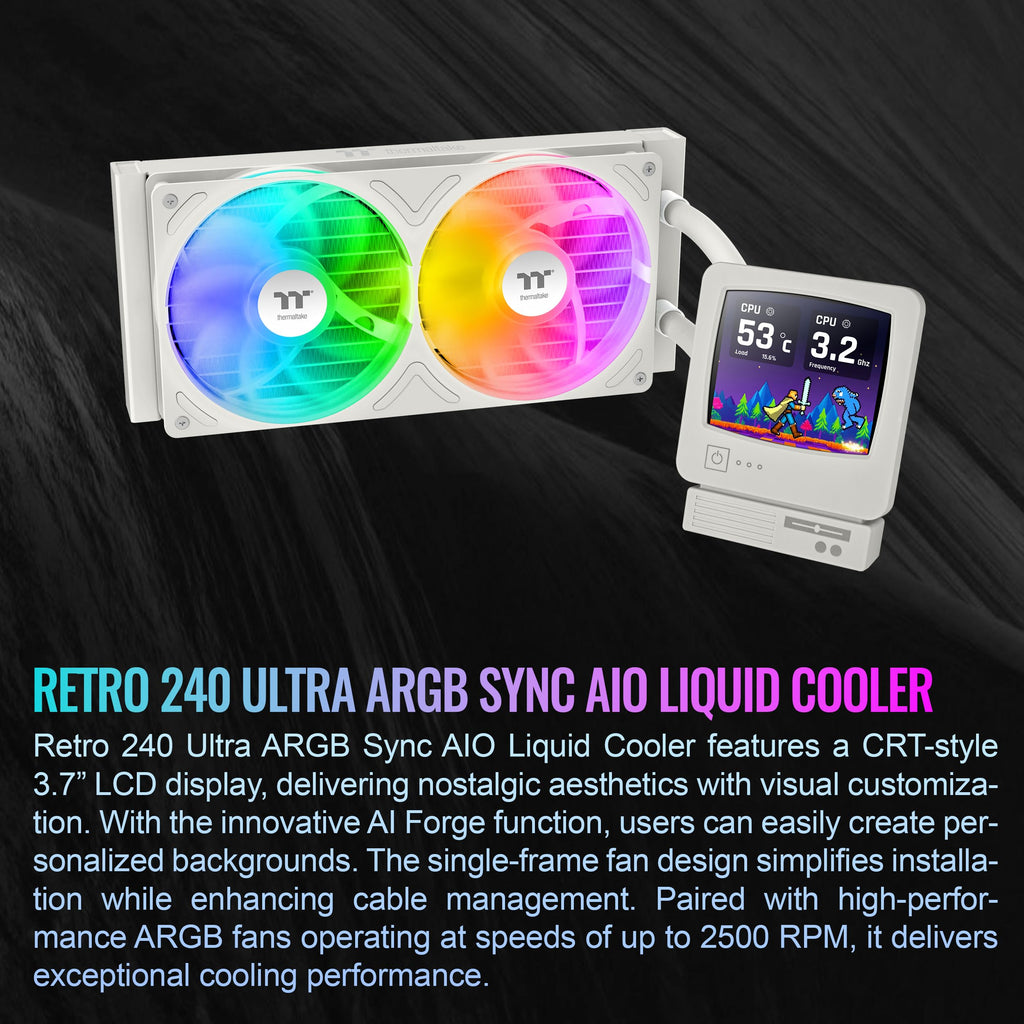 Thermaltake Retro 240 Ultra ARGB CPU Liquid Cooler ~ Beige