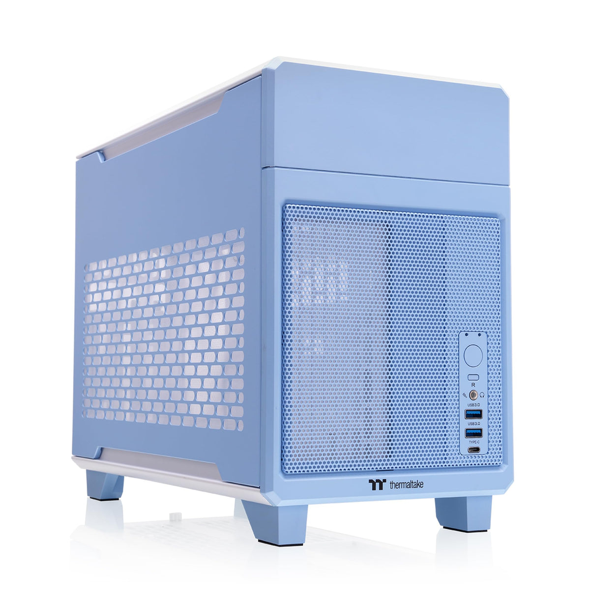 Thermaltake TR100 SFF Chassis; mITX Support; 18.9 Liters; PCIe 4.0 Riser Cable Included; 360mm GPU Clearance; 280mm Radiator Support; Removable PCIe Bracket; Gravel Sand; CA-11A-00SGNN-00