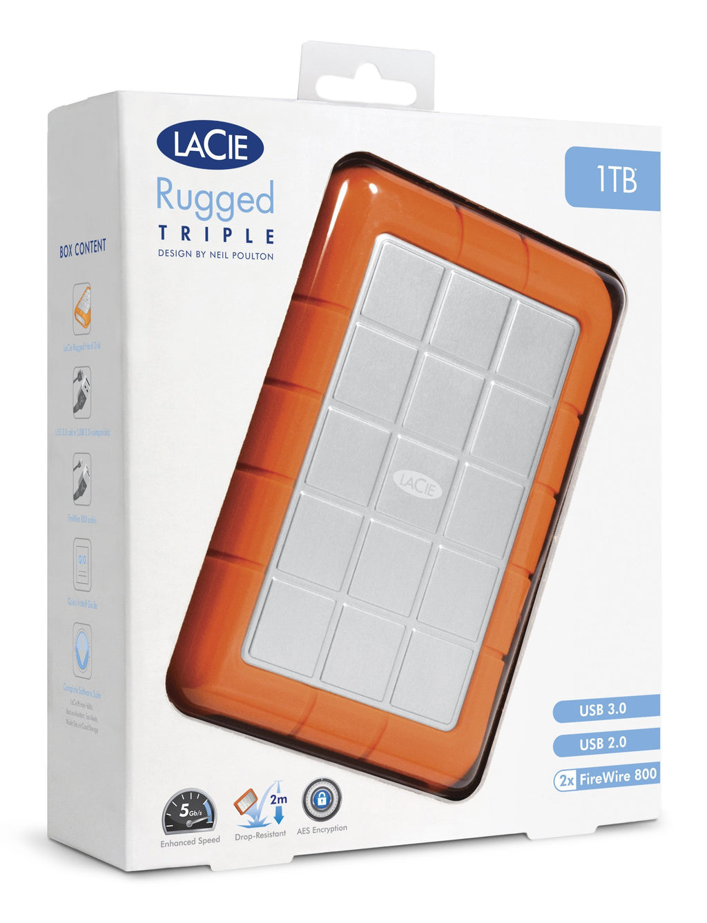 LaCie Rugged Triple 500GB USB 3.0 / Firewire 800 7200rpm Portable Hard Drive (LAC301983)
