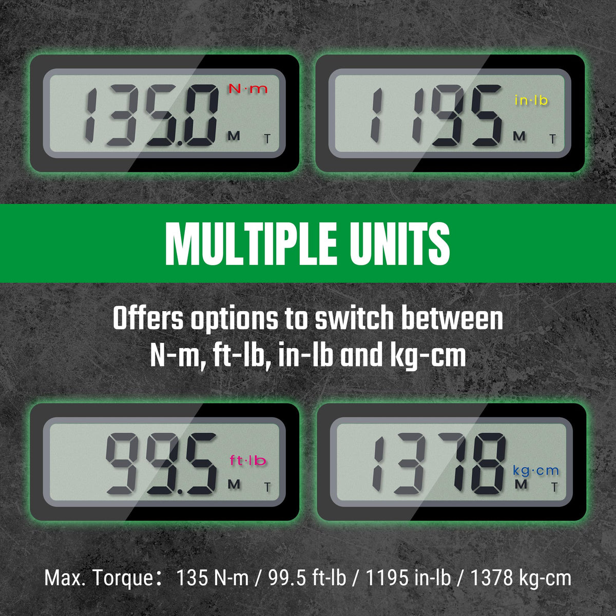 SK 3/8" Drive Digital Torque Wrench, 6.8 to 135 N-M, LED Display