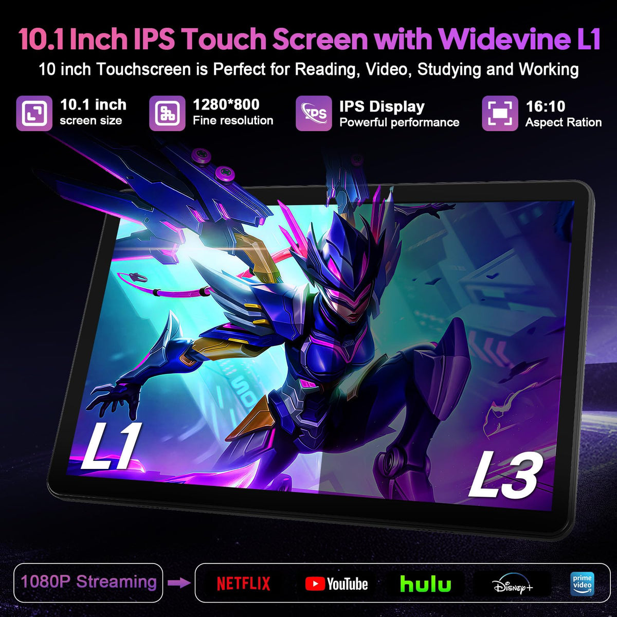 2026 Android 16 Tablet with Keyboard - 10 inch Electronics Tablet (Silver)