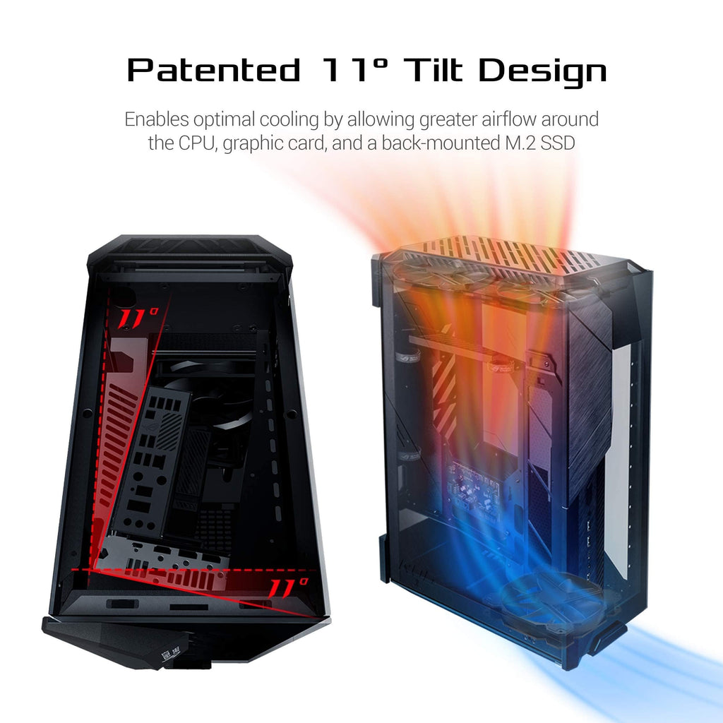 ASUS ROG Z11 Mini-ITX/DTX Gaming Case with Patented 11° Tilt Design, Compatible with ATX Power Supply,3-Slot Graphics, Front I/O USB 3.2 Gen 2 Type-C, 2X USB 3.2 Gen 1 Type-A and ARGB Control Button