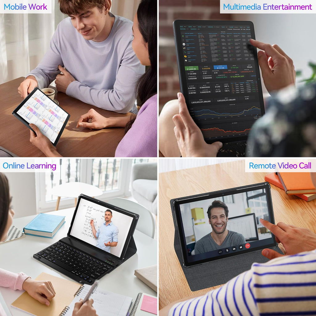 11 Inch-Android 16 Tablet 2026 Latest Update 16GB RAM 128GB ROM 1TB Expandion 5G WiFi Cellular 21MP Dual Camera Octa-core MTK8786.Gemini AI 2.0.Tablets with Keyboard,Mouse,protective film,Case-Gray
