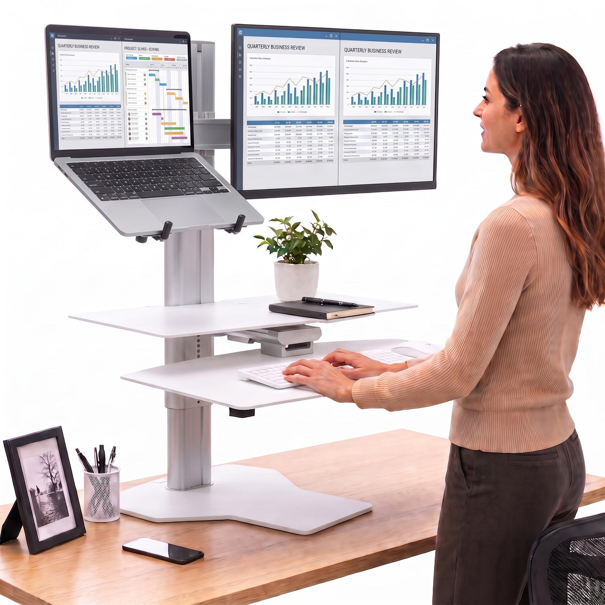 Perfect POSTURE Standing Desk Converter - Laptop & Monitor Riser - 18" Lift