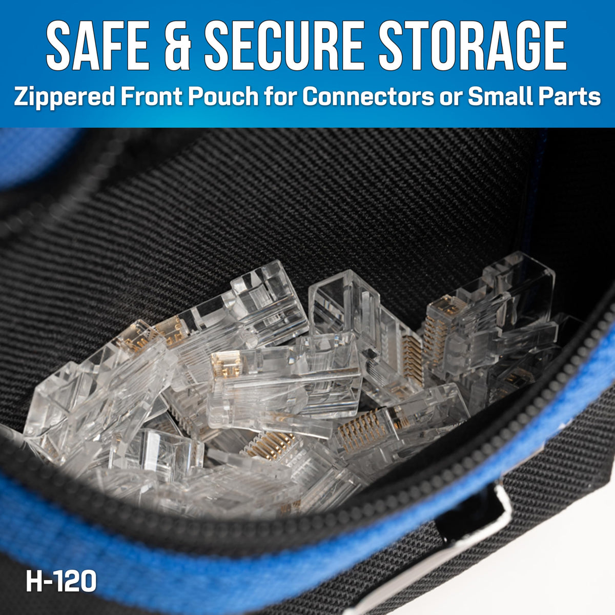 Jonard Tools TK-145 Network RJ45 Belt Pouch Tool Kit - 12-Pocket Tool Pouch, 6-in-1 Screwdriver, Scissors, Pliers, Crimper & Cable Stripper, RJ45 Pass-Through Connectors