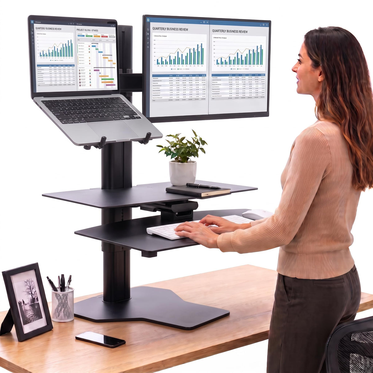 Perfect POSTURE Standing Desk Converter - Laptop & Monitor Riser - 18" Lift