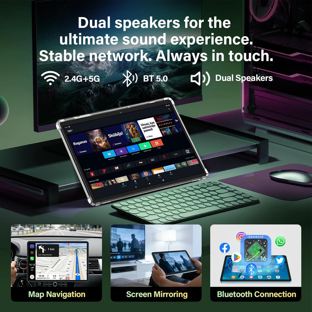 Android 16 Tablet with Keyboard - 13 inch Tablet with 32GB+256GB+2TB Expand