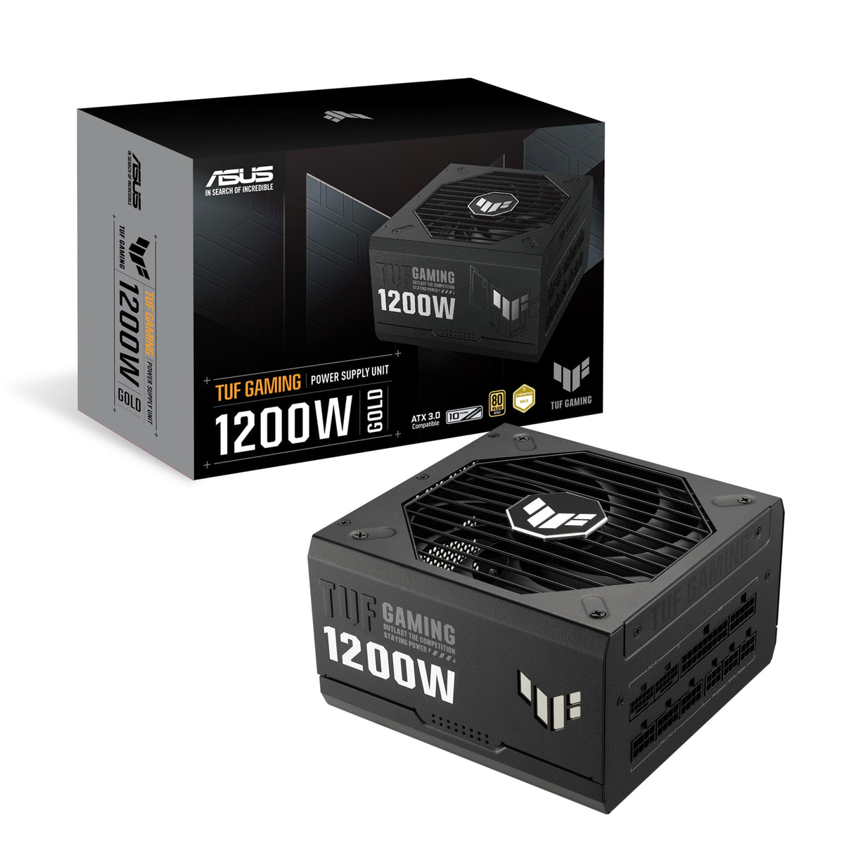 ASUS TUF Gaming 1200W Gold (1200 Watt, ATX 3.1 Compatible Fully Modular Power Supply, 80+ Certified, Military-Grade Components, Dual Ball Bearing, Axial-tech Fan, PCB Coating, 10 Year Warranty)