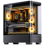 JONSBO TK-4 Black ATX PC Case,Separated Cabinet Mid Tower Computer Case,Bi-Bent Surround View Glass,Aluminum Alloy, Support Micro/ATX, SP Back-Connect(BTF) MB /460GPU/200PSU,Type-C Jack, Black