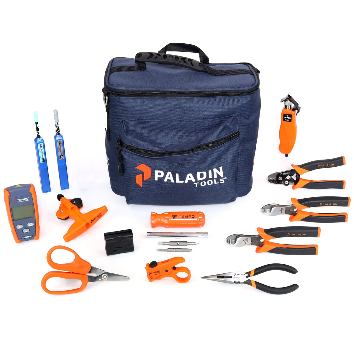 Paladin Tools FTK-P Pro Fiber Optic Tool Kit, Cutters Strippers Slitters Pliers w/Visual Fault Locator VFL, Premium Fiber Optic Tools (Fiber Termination Kit)