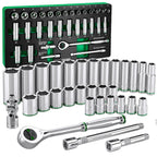 SK 3/8" Drive Socket Set with 90-Tooth Ratchet, SAE & Metric, CR-V Steel