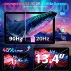 13 inch Tablet with Keyboard - 2026 Gemini AI Android 16 Tablet,Black Case