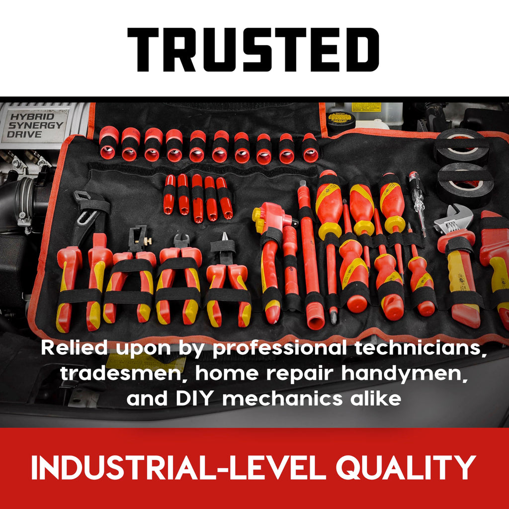 Powerbuilt 33-Piece VDE Tool Set, Insulated Ratchet, Screwdrivers, Sockets, Acessories, High-Voltage Electrical and Hybrid Vehicles, Home Repair, Certified High-Quality - 642938