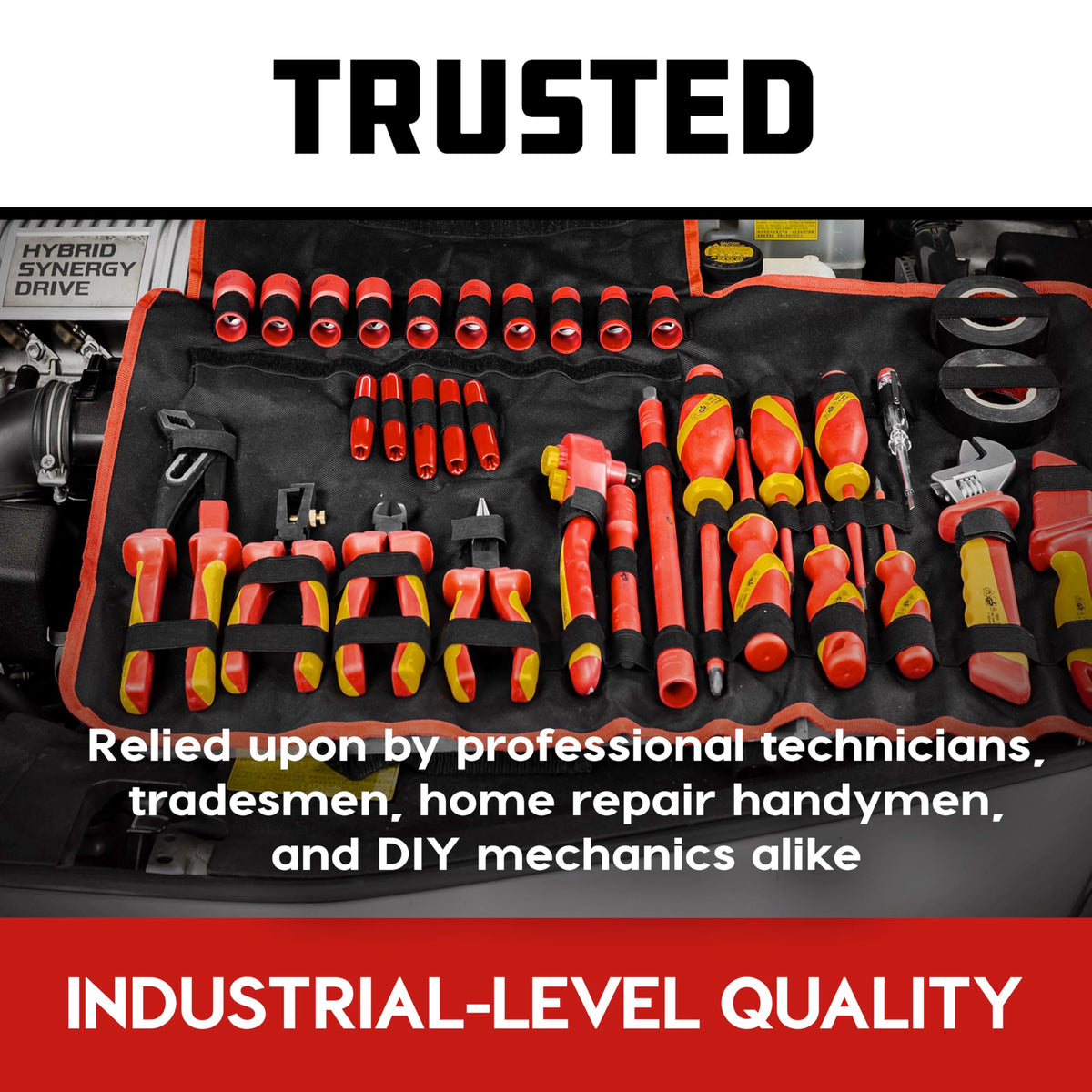 Powerbuilt 33-Piece VDE Tool Set, Insulated Ratchet, Screwdrivers, Sockets, Acessories, High-Voltage Electrical and Hybrid Vehicles, Home Repair, Certified High-Quality - 642938