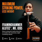 PICARD AluTec Framing Hammer 780g – Hybrid Aluminum & Forged Steel Head, Smooth Face, Low Vibration Ergonomic Grip, German-Made Premium Carpenter Tool – 0109500-16