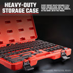 NEIKO 02471A Impact Socket Set, 3/8” Drive, 67 Piece, Metric and Standard Master Socket Set with Shallow & Deep Sockets, Ratchet, Swivel Sockets, Extension Bars, Adapters, Cr-V & Cr-Mo