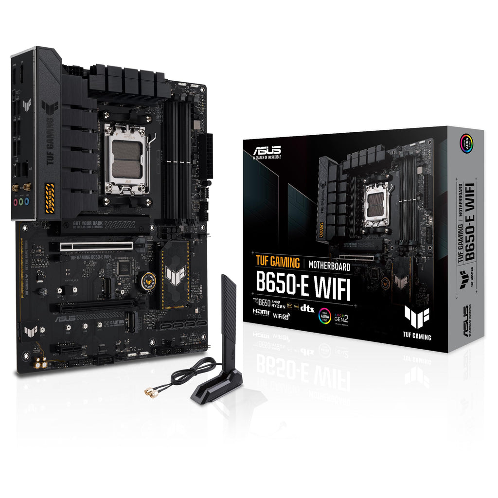 ASUS TUF Gaming B650-E WIFI AMD B650 AM5 DDR5 8000 DP HDMI 3x M2 USB3.2 WiFi 6E + BT AURA RGB 2.5Gbit LAN ATX Motherboard with ASUS TUF Protection, Q-Design, Armoury Crate