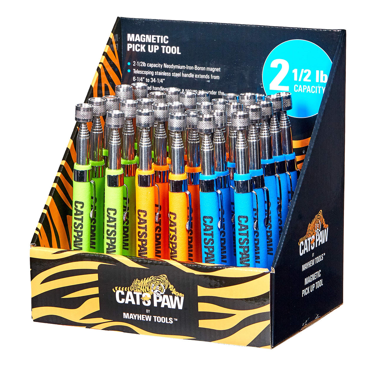 Mayhew Tools 17963 2.5 Pound Capacity CatsPaw Magnetic Pick-Up Set, Green/Orange/Red, 30 Pc