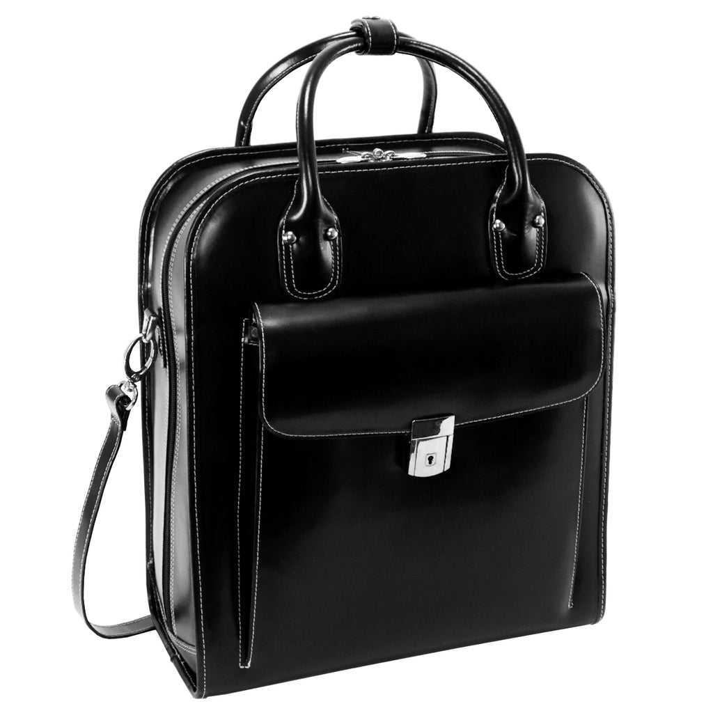 McKlein LA GRANGE, 15" Leather Detachable -Wheeled Ladies' Laptop/Computer & Tablet Business Briefcase Bag/Women's Rolling Overnight Travel Bag, Removable trolley case
