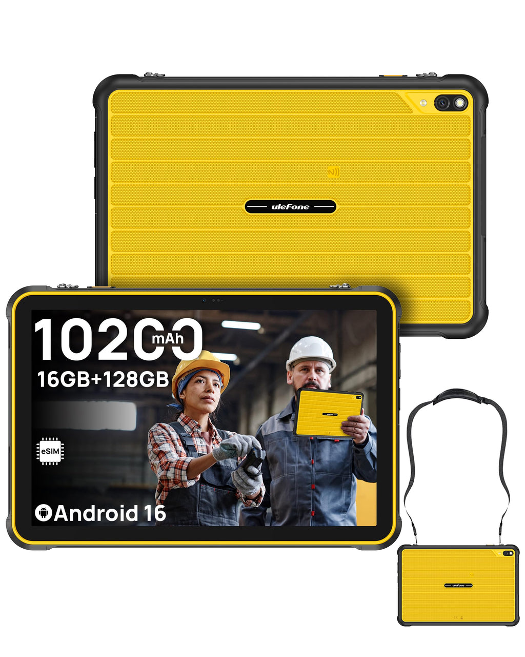 Ulefone Rugking Pad 2 Pro 4G Rugged Tablet(Built-in eSIM), Android 16, 16GB+128GB Octa Core, 10.1" Corning Display, 48MP Rear Camera, 10200mAh, Dock Charging, IP68/69K, NFC, Widevine L1 (Black)
