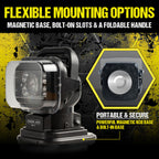 Jonard Tools SOL-T1 Solis LED Utility Truck Light, 4800 Lumens, Remote-Controlled 360° Rotation, Rechargeable 10,000 mAh Battery, Magnetic Base, IP65 Water-Resistant, Portable Work Light