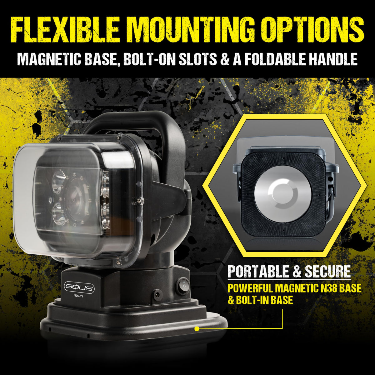 Jonard Tools SOL-T1 Solis LED Utility Truck Light, 4800 Lumens, Remote-Controlled 360° Rotation, Rechargeable 10,000 mAh Battery, Magnetic Base, IP65 Water-Resistant, Portable Work Light