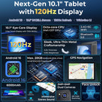Android 16 Tablet,10 Inch IPS 120Hz Smooth Display,20GB+64GB+2TB Expandable, Octa-Core CPU,6000mAh Battery, Dual-Band WiFi, GPS,Face ID,Kids Tablets with Parent Control,Computer Tablet with Case,Grey
