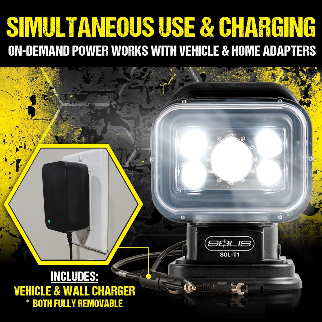Jonard Tools SOL-T1 Solis LED Utility Truck Light, 4800 Lumens, Remote-Controlled 360° Rotation, Rechargeable 10,000 mAh Battery, Magnetic Base, IP65 Water-Resistant, Portable Work Light