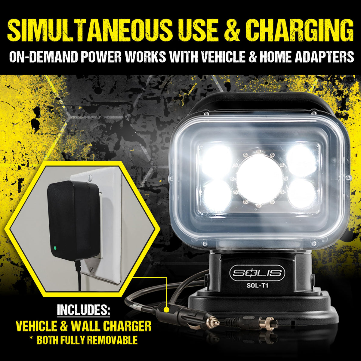 Jonard Tools SOL-T1 Solis LED Utility Truck Light, 4800 Lumens, Remote-Controlled 360° Rotation, Rechargeable 10,000 mAh Battery, Magnetic Base, IP65 Water-Resistant, Portable Work Light