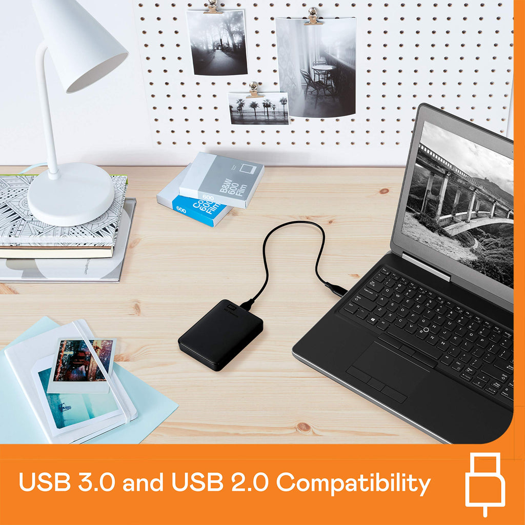 Western Digital WD 5TB Elements Portable External Hard Drive for Windows, USB 3.2 Gen 1/USB 3.0 for PC & Mac, Plug and Play Ready - WDBU6Y0050BBK-WESN